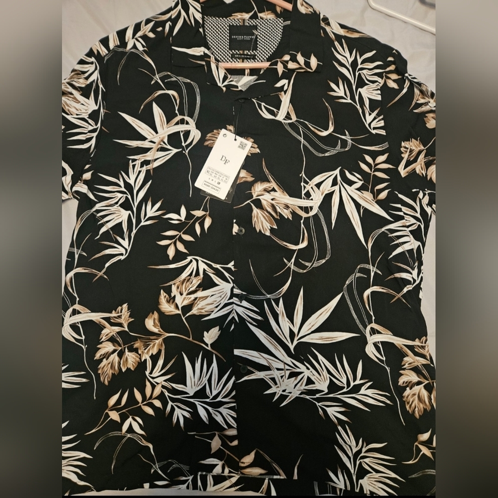 Denim & Flower Black and Cream Floral Shirt